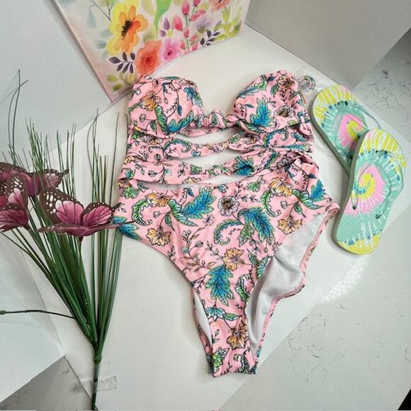 KIKI RIO NEW Lava Lamp Back V-neck One-piece Swimsuit Sz X-Large - Picture 5 of 8